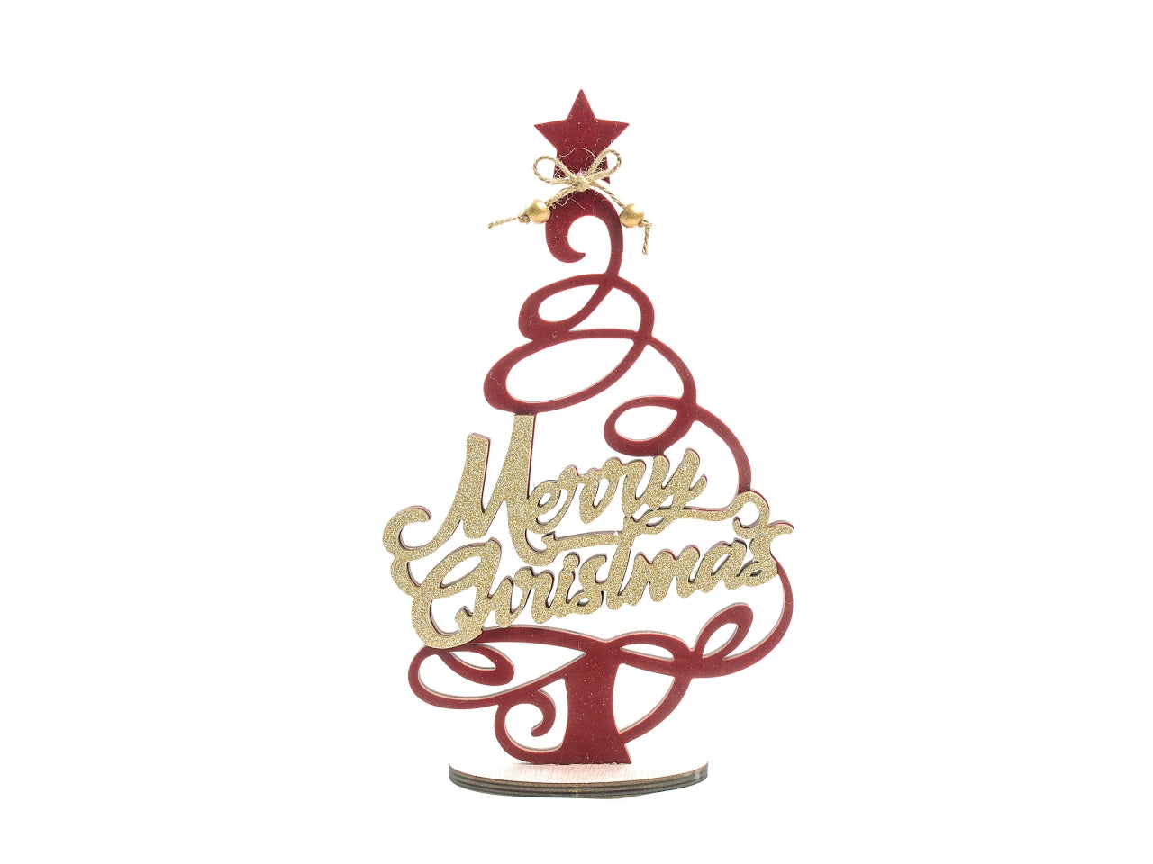 Albero di natale in legno con scritta 18x5xh.30cm