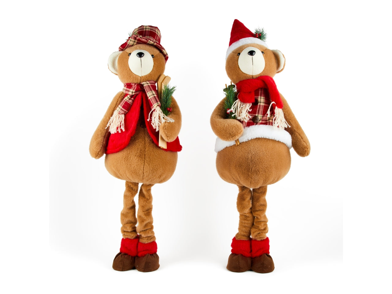 Orso natalizio con gambe retraibili in tessuto 61-90cm modelli assortiti