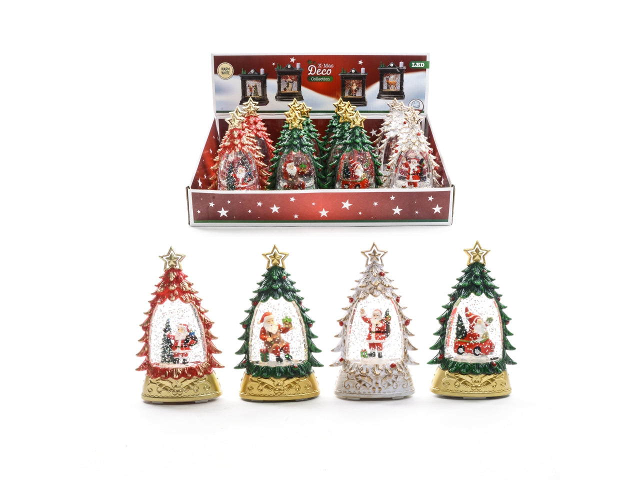 Albero con acqua e luci a batteria 9x5xh.15cm colori assortiti