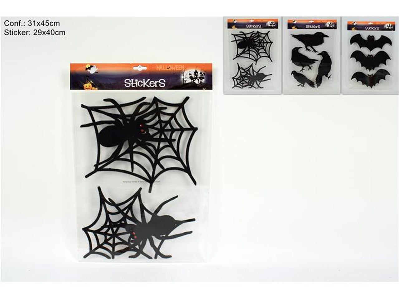 Sticker halloween floccati 29x40cm assortiti