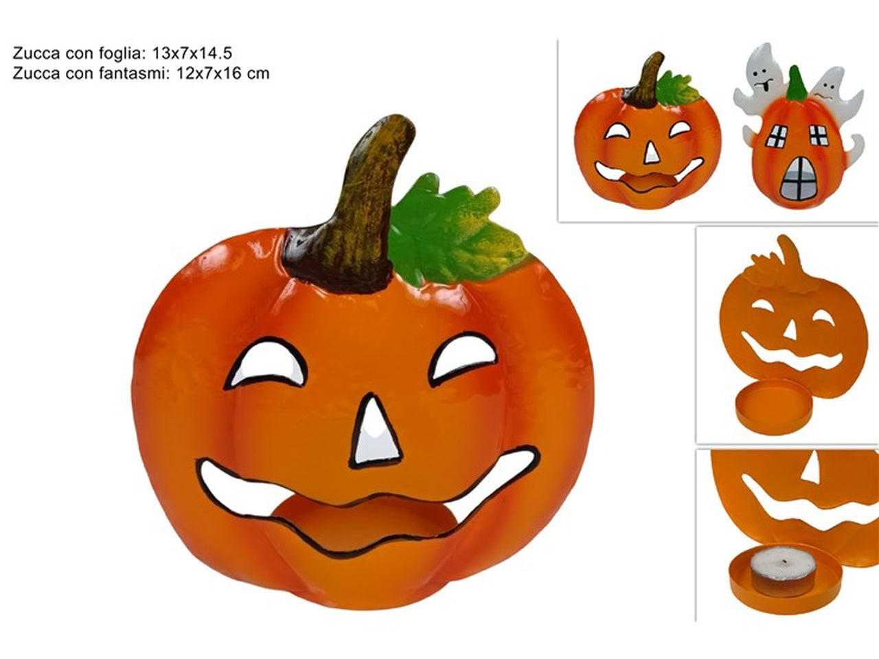 Zucca in latta con portatealight assortiti