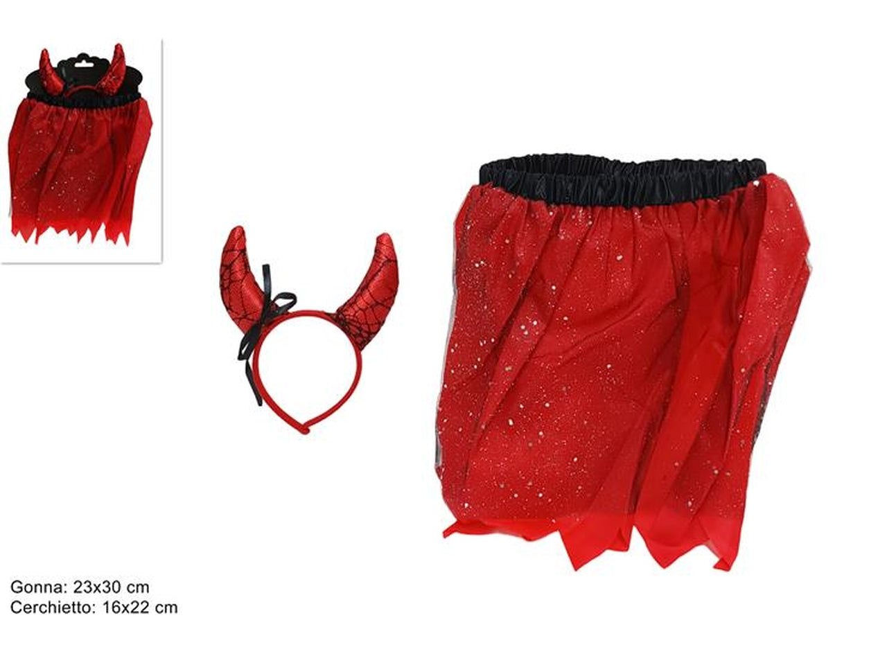 Cerchietto corna con gonnellino rosso