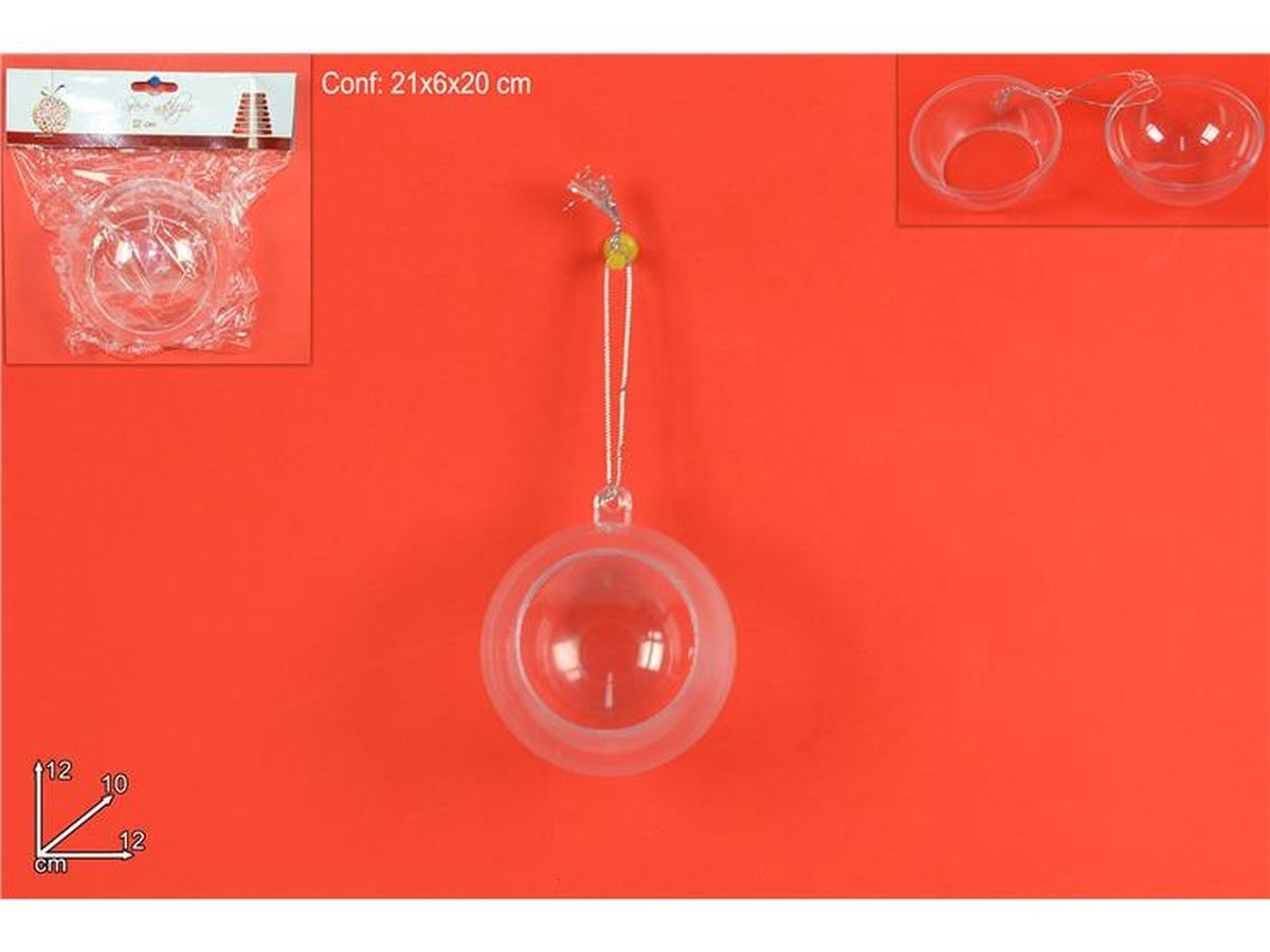 Sfera plastica trasparente aperta 12cm