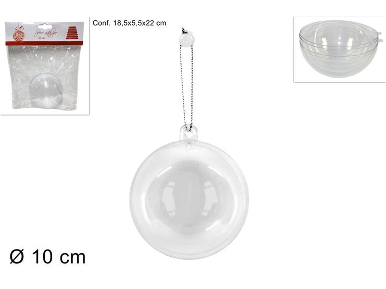 Sfera plastica trasparente 10cm