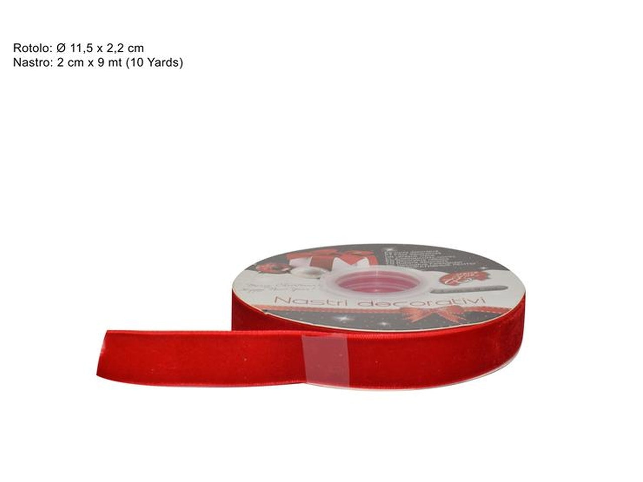 Nastro in velluto 2cmx9mt rosso