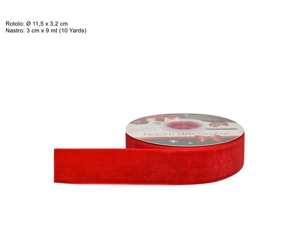 Nastro in velluto 3cmx9mt rosso