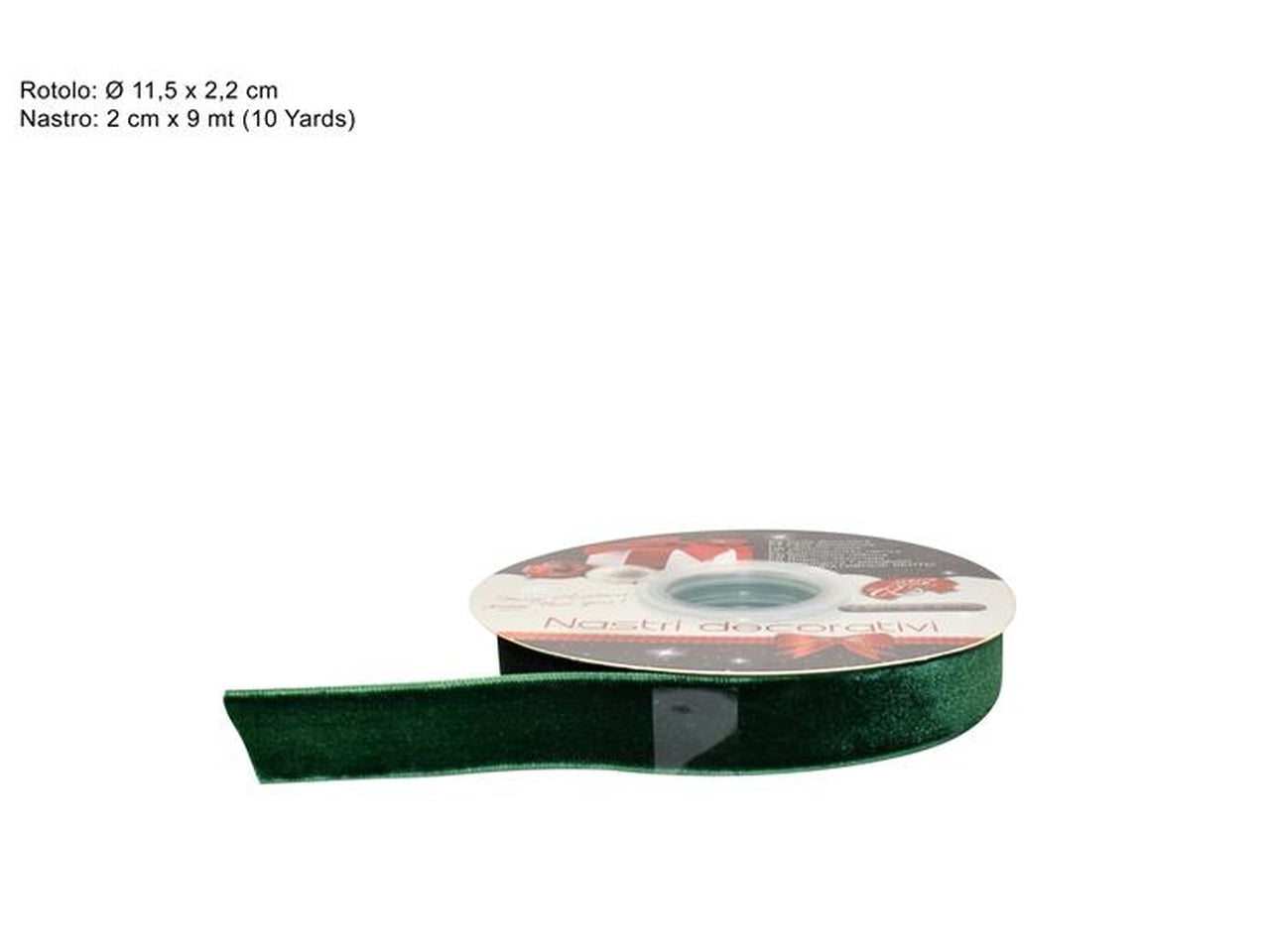 Nastro in velluto 2cm x 9mt verde