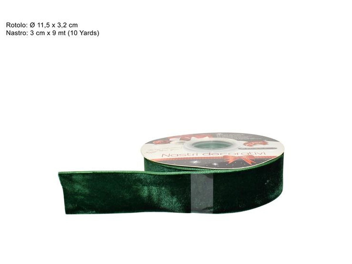 Nastro in velluto 3cm x 9mt verde