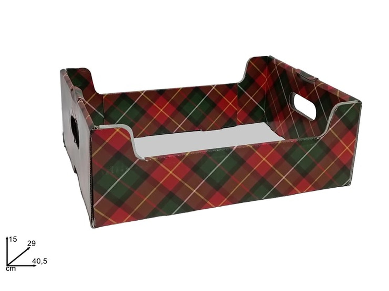 Cassetta in cartone con decoro scozzese 40,5x29x15cm
