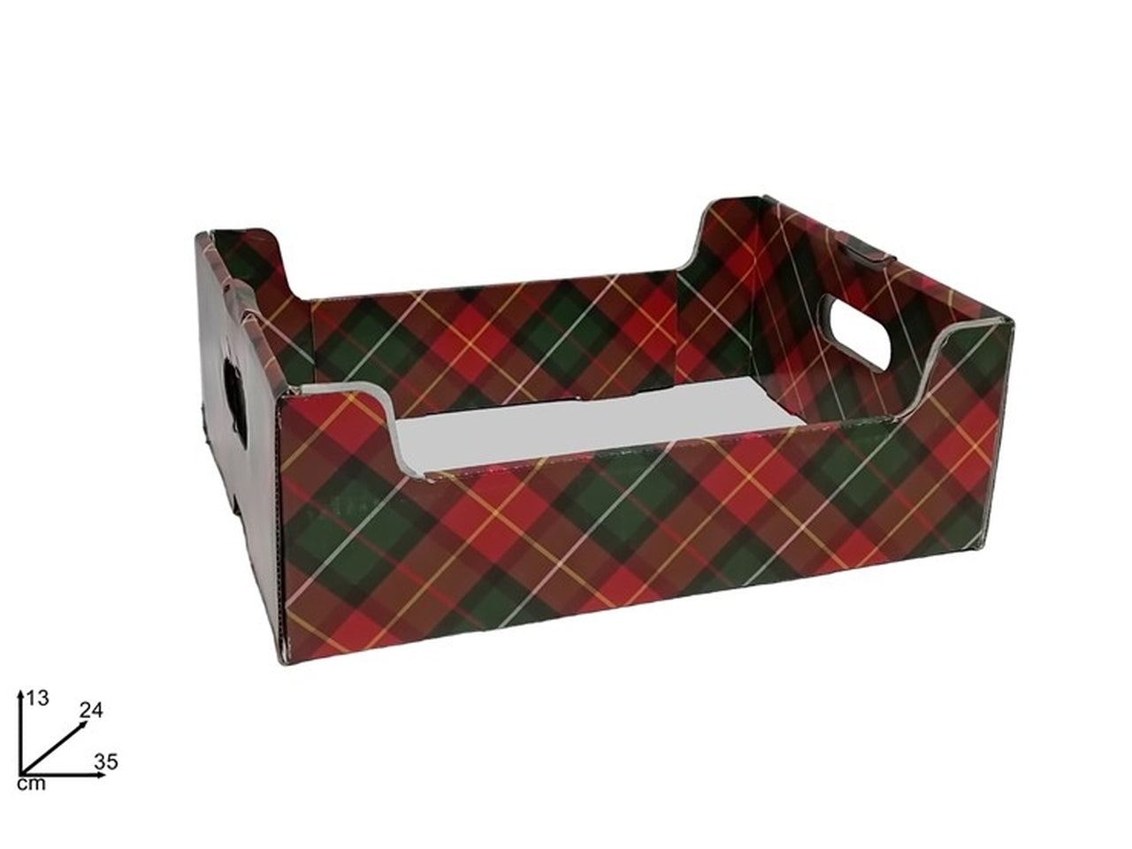Cassetta in cartone con decoro scozzese 35x24x13cm