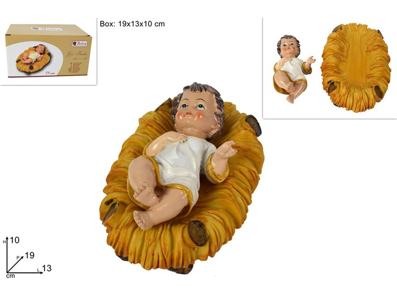 Gesu bambino 19cm vestito con culla