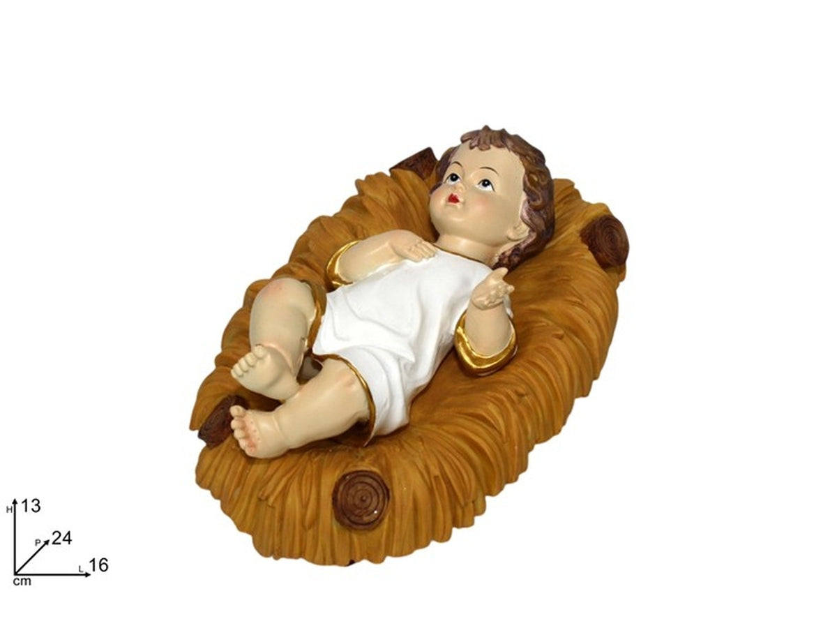 GesÃ¹ bambino 24cm vestito con culla