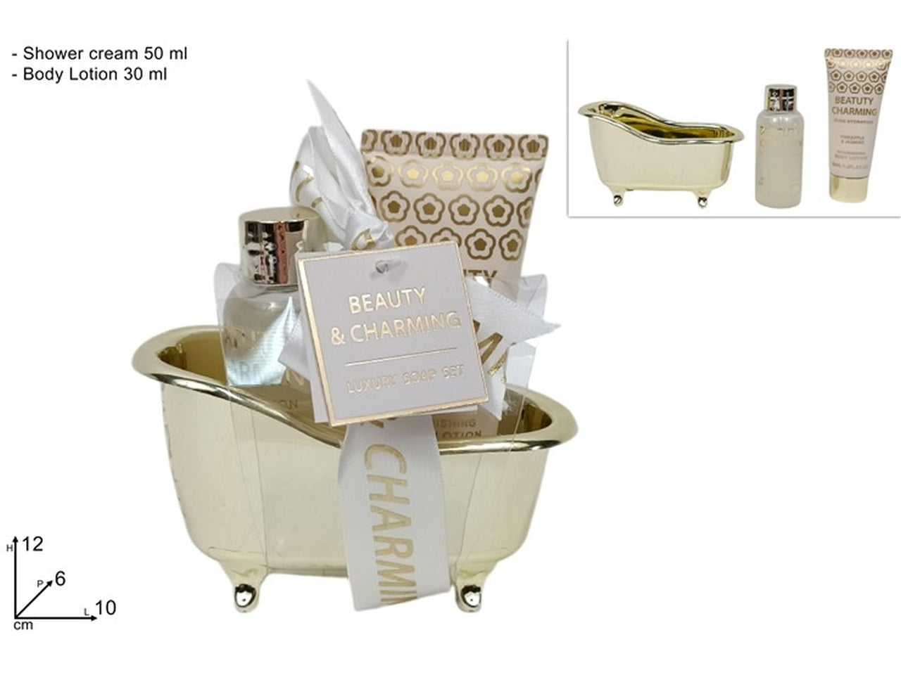 Set da bagno vasca oro con 2 pezzi linea corpo