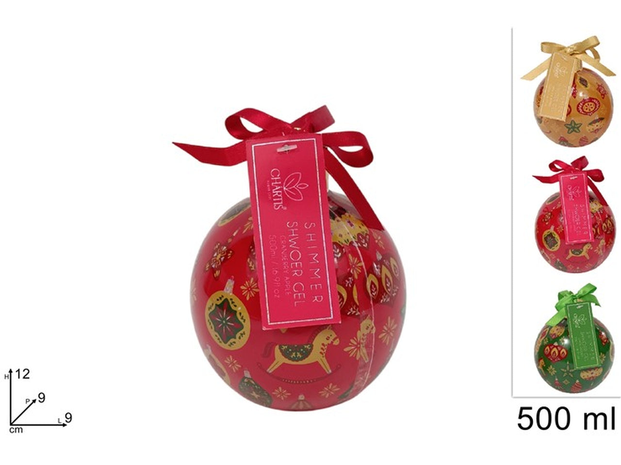 Bagnoschiuma 500 ml palla natalizia assortite