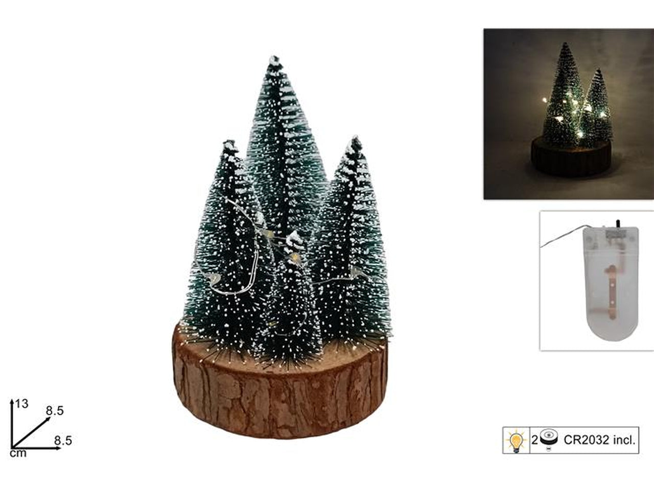Alberelli su tronco con luce 8,5xh.13cm