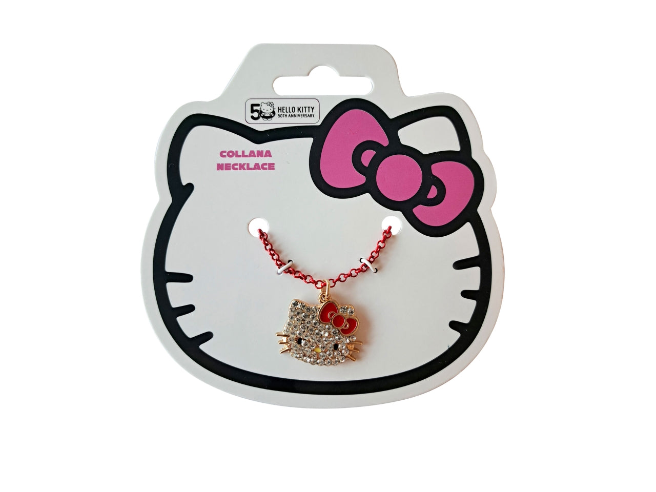 Hello kitty collana rossa con strass