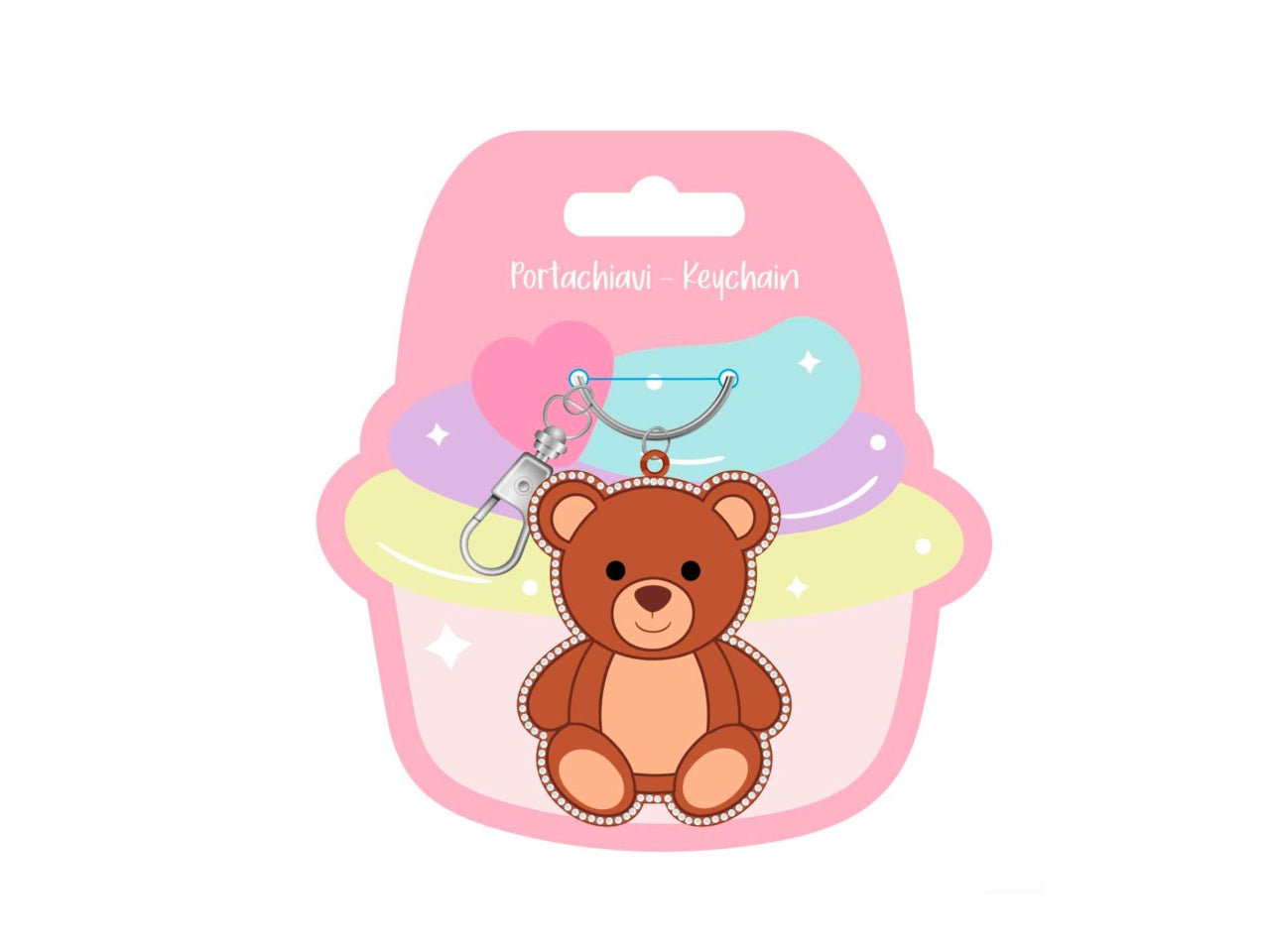 Teddy portachiavi con strass e charms