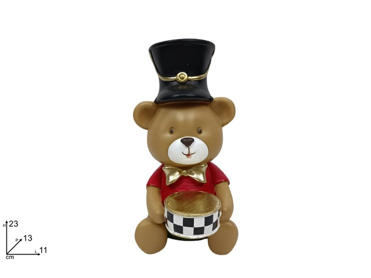 Orso 23cm con cappello e tamburo