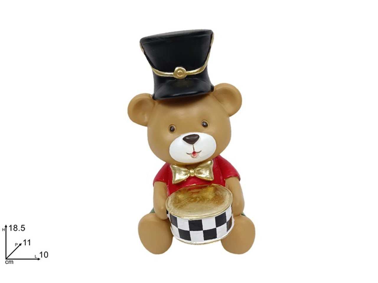 Orso 18,5cm con cappello e tamburo