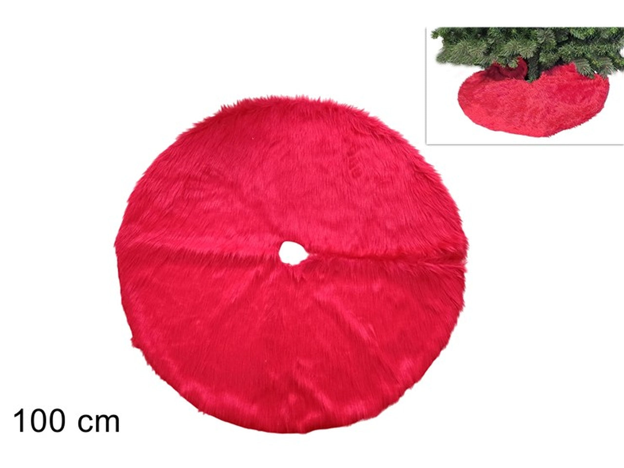 Copribase albero in pelliccia rosso 100cm