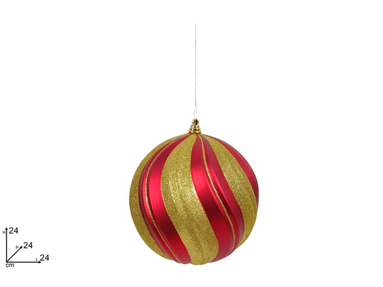 Palla 24cm rosso opaco e oro glitter