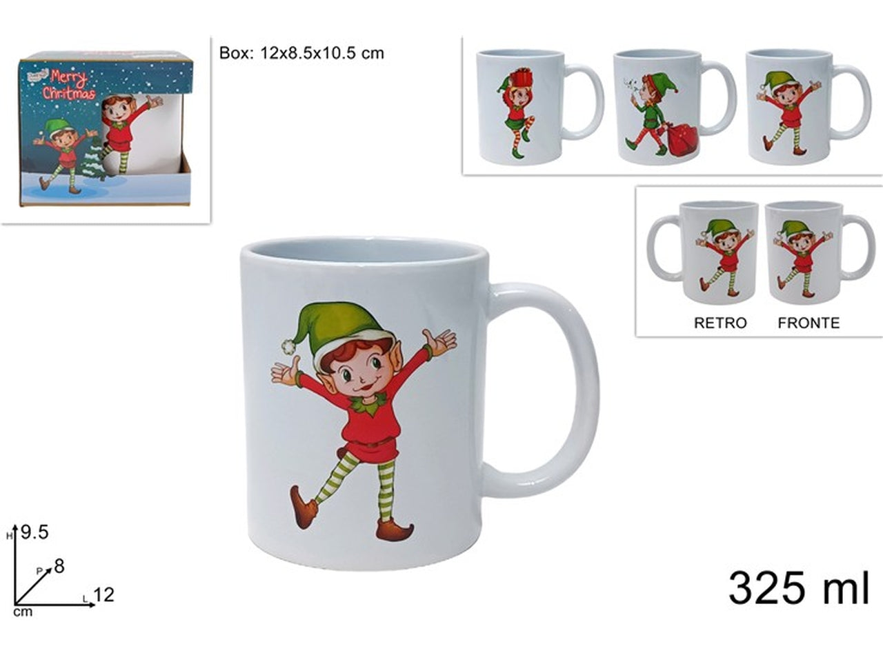 Tazzone mug con elfo 325cc 12xh.9,5cm fantasie assortite