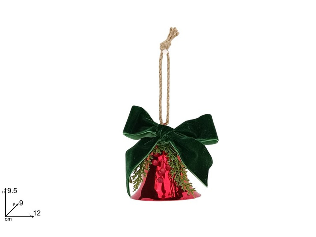 Appendino campana rosso con fiocco verde