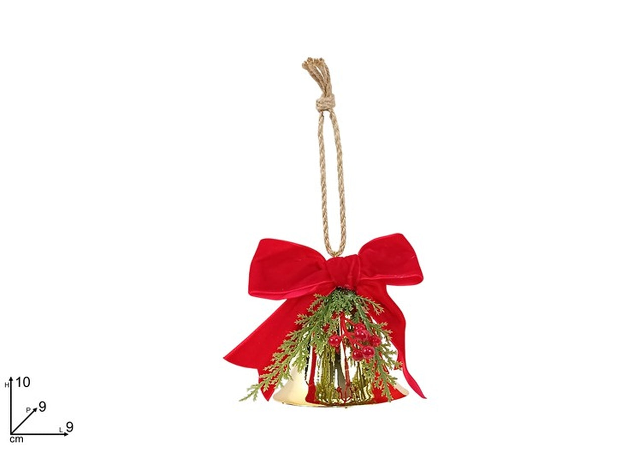 Appendino campana oro con fiocco rosso