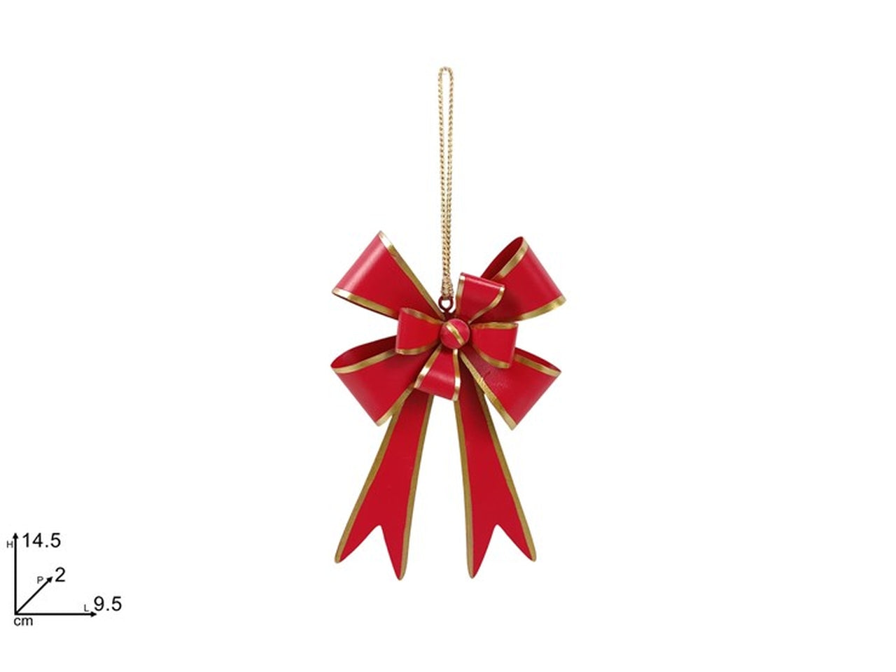 Fiocco latta 14,5cm rosso con bordo oro