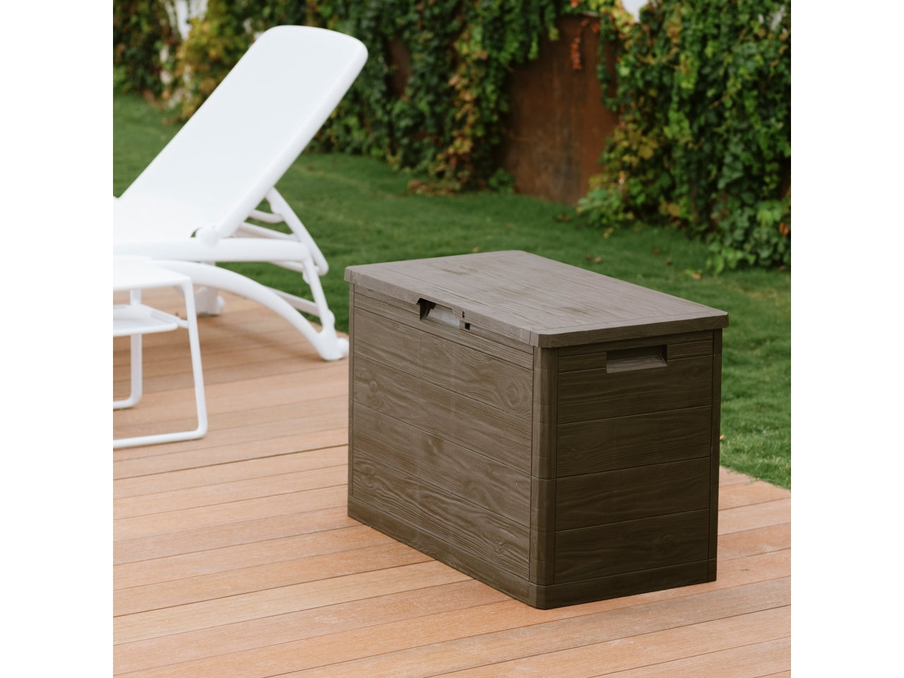 Baule woody's multiuso effetto legno 160l 77,5x44,5xh.52,7 marrone
