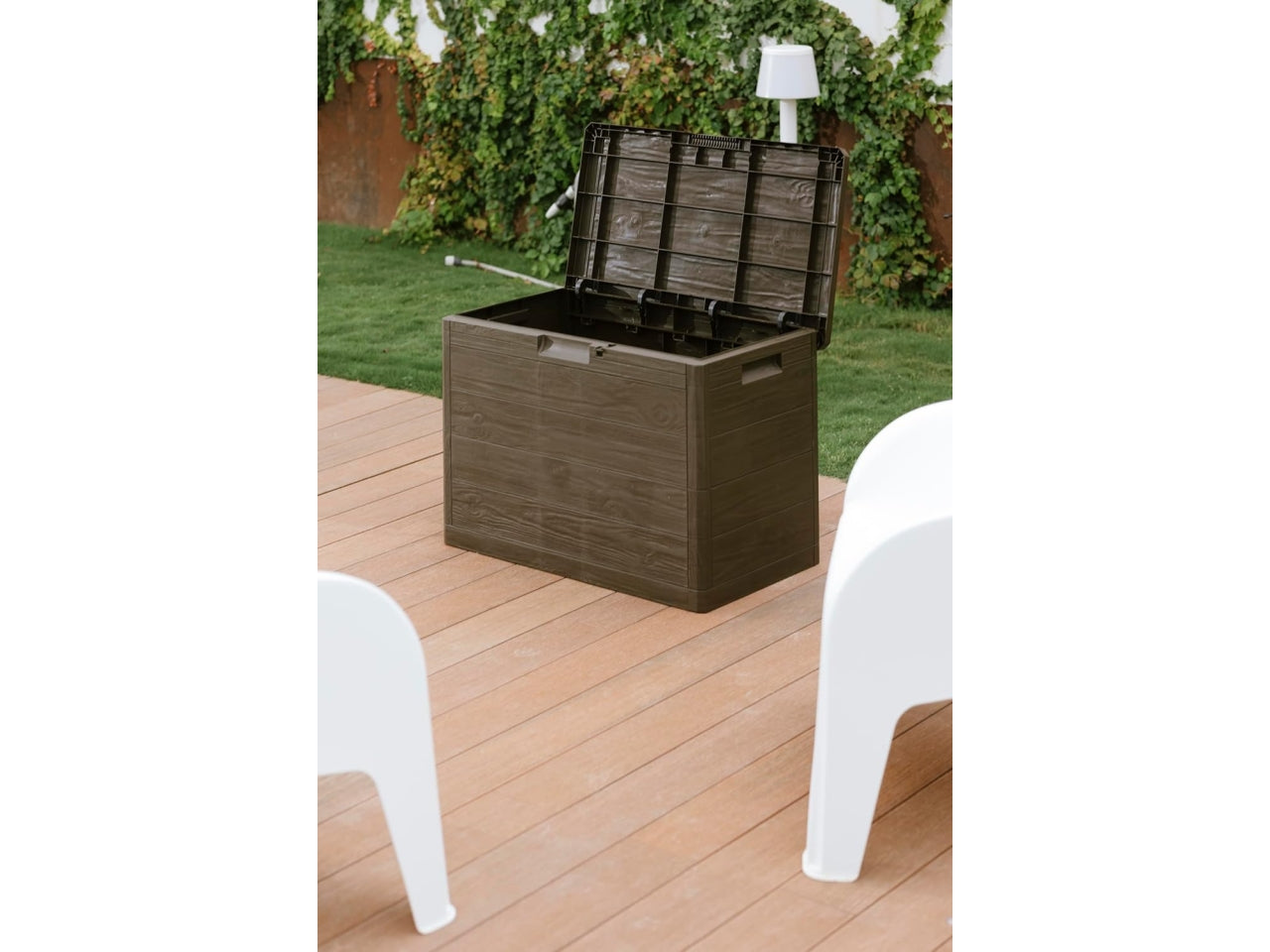 Baule woody's multiuso effetto legno 160l 77,5x44,5xh.52,7 marrone