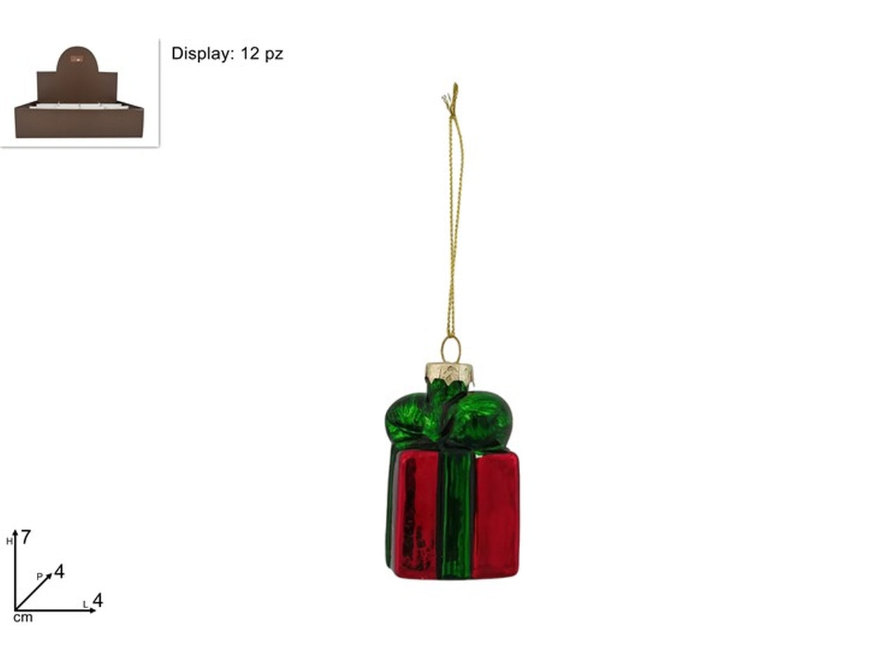 Appendino in vetro pacco regalo 7cm