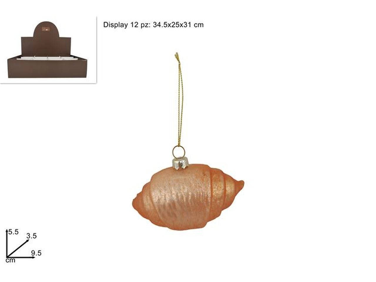 Appendino in vetro cornetto brioches 9,5cm