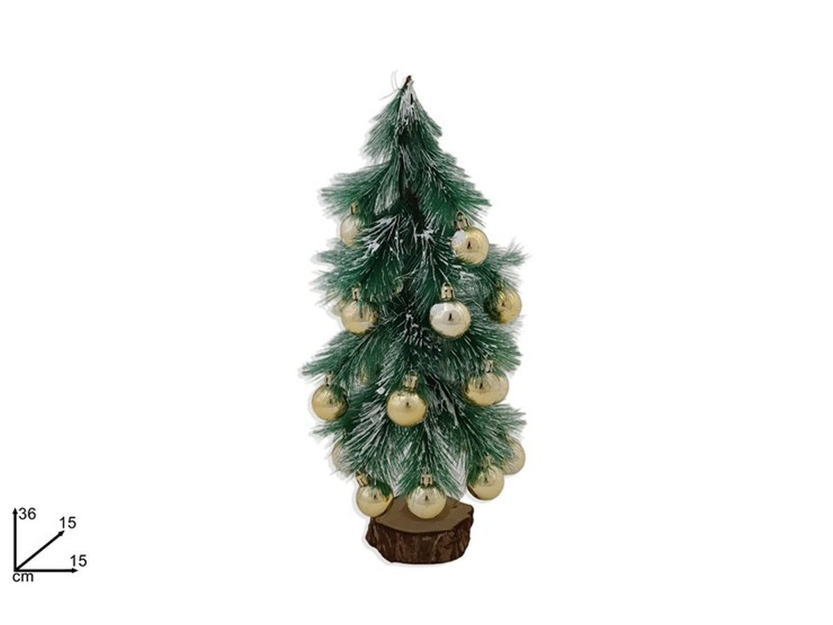 Albero 36cm con tronco e palline oro