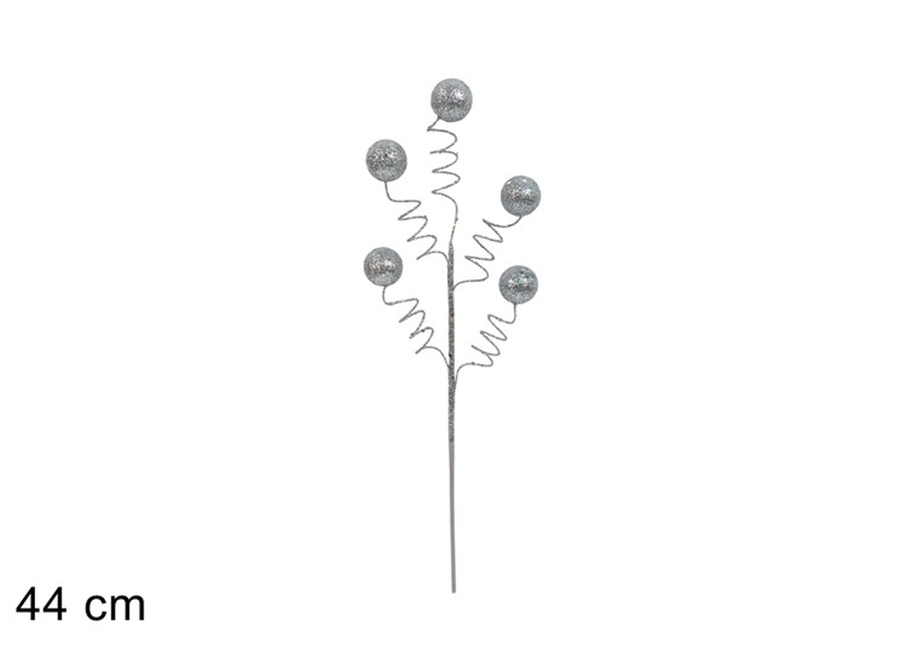 Ramo 44cm con palline glitterate silver