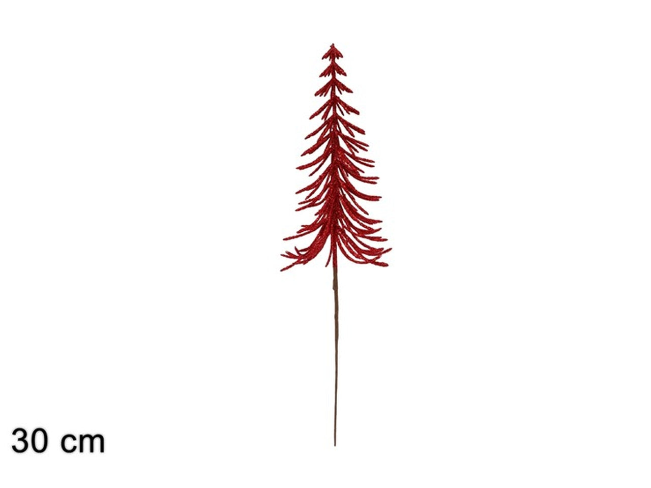 Ramo albero 30cm glitterato rosso