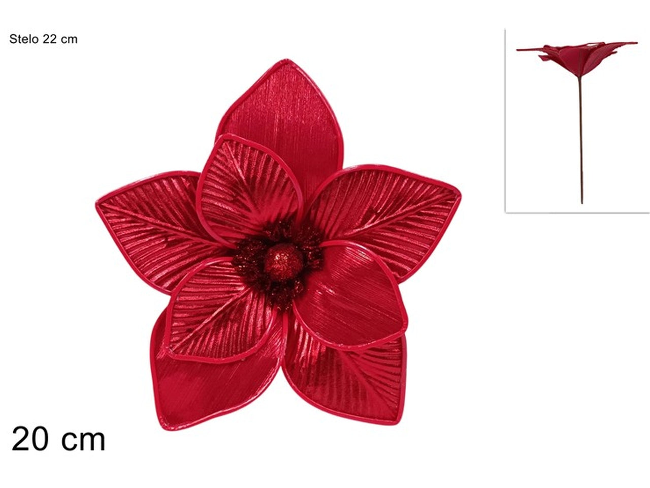 Pick fiore laminato rigato 20cm rosso