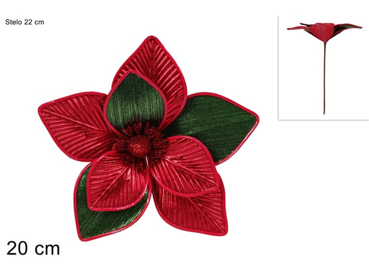 Pick fiore laminato 20cm rosso e verde