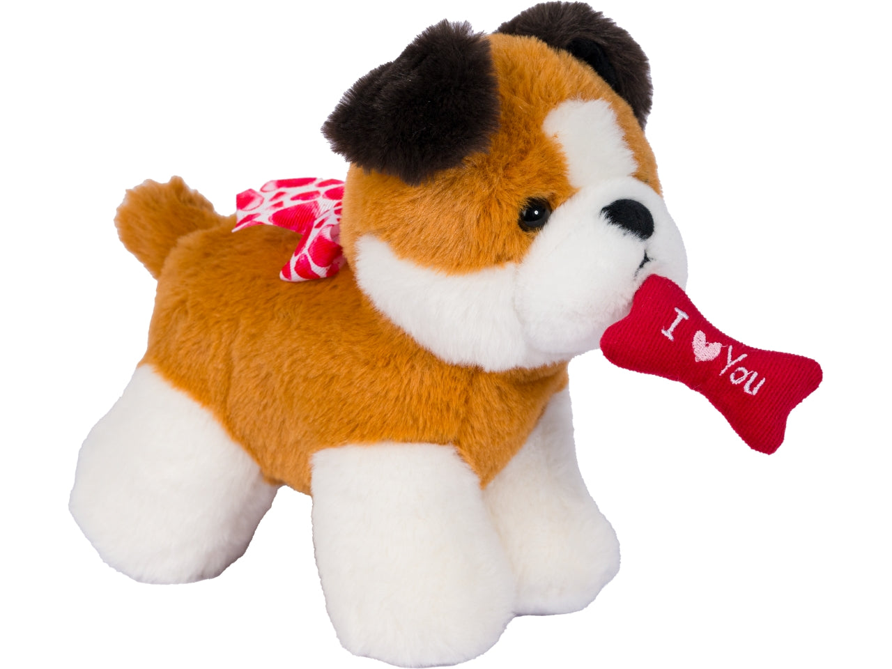 Peluche cagnolini h.20cm con osso i love you in 3 assortimenti