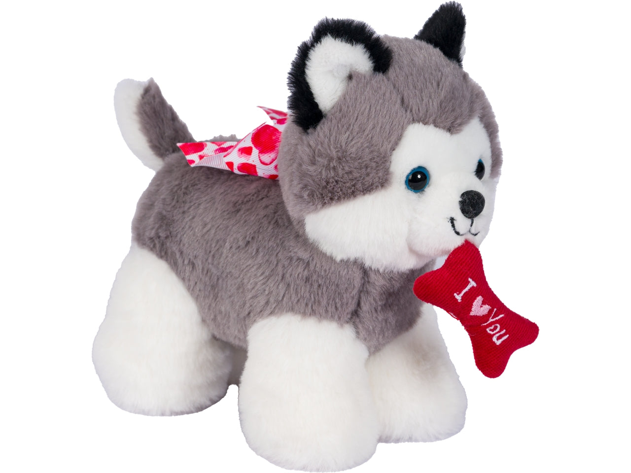 Peluche cagnolini h.20cm con osso i love you in 3 assortimenti