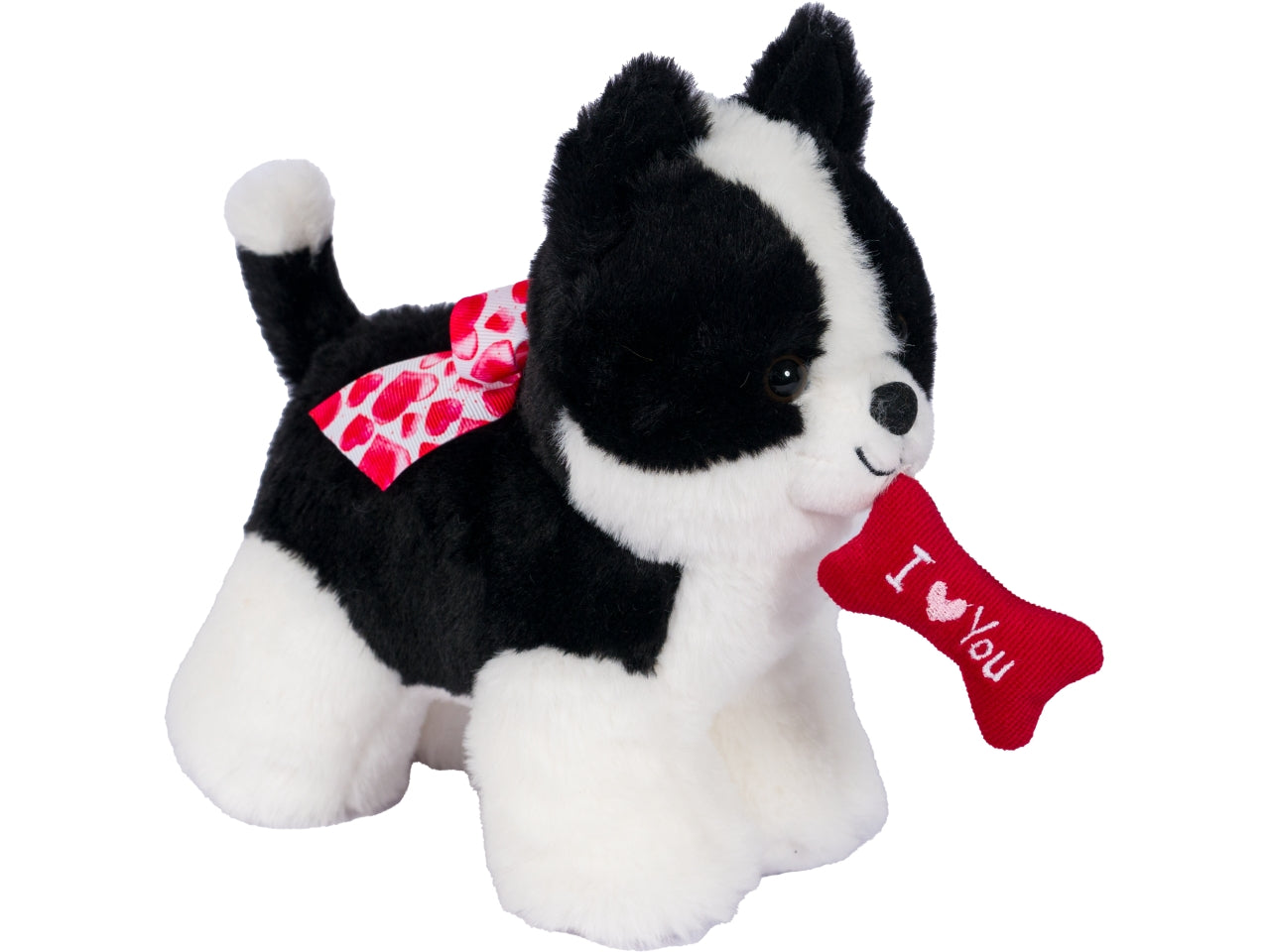 Peluche cagnolini h.20cm con osso i love you in 3 assortimenti