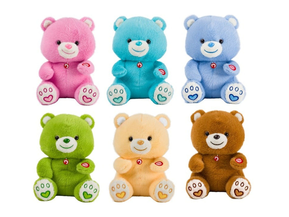 Peluche orsetto teddy seduto h23cm con tshirt in 3 assortimento di colore