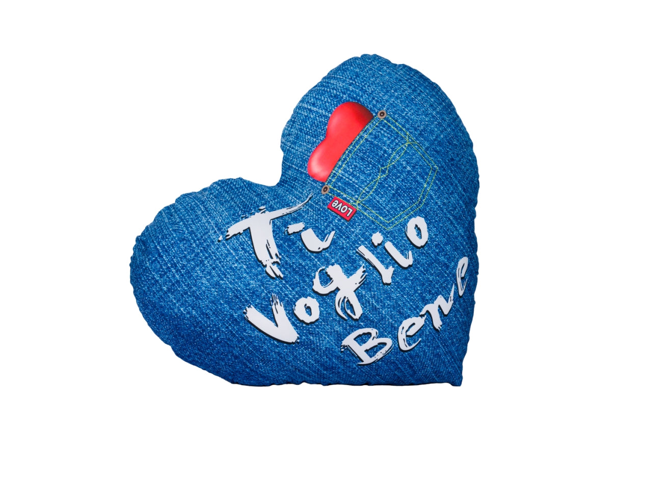San valentino cuscino cuore 60cm tessuto stampa jeans in 2 assortimenti