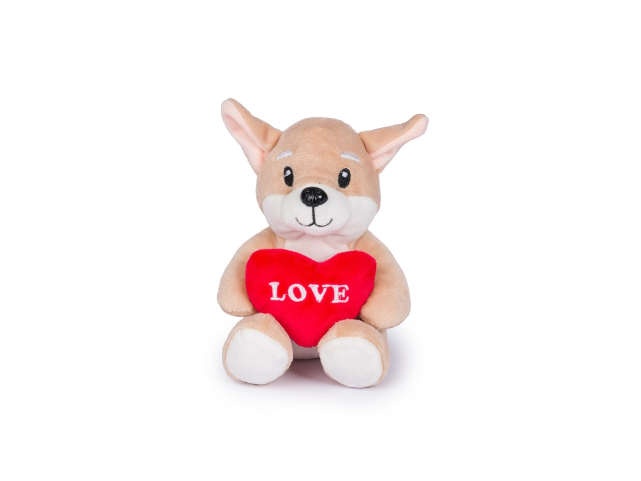 Peluche cagnolini h.14cm con cuore love in 6 assortimenti