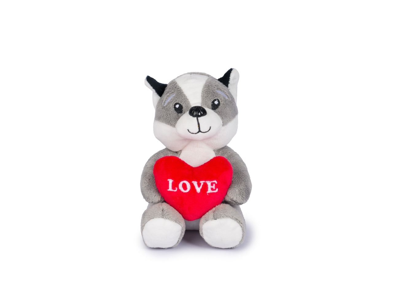 Peluche cagnolini h.14cm con cuore love in 6 assortimenti