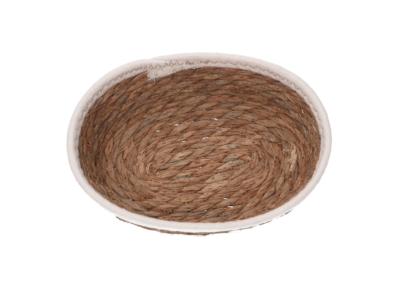Cestino ovale in giacinto 22x16xh.7cm naturale con bordo corda