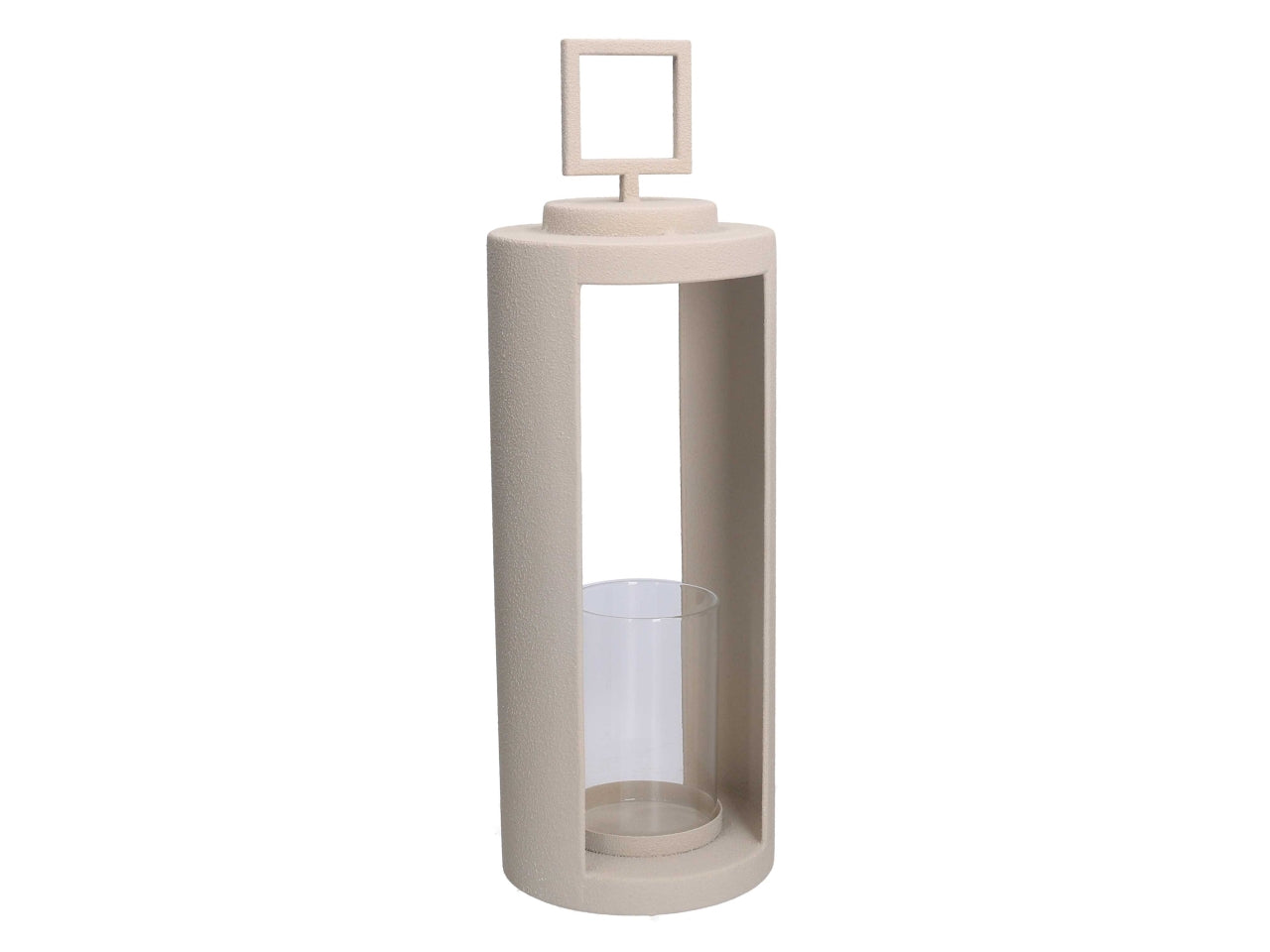 Lanterna tonda in metallo 15xh.45,5cm crema