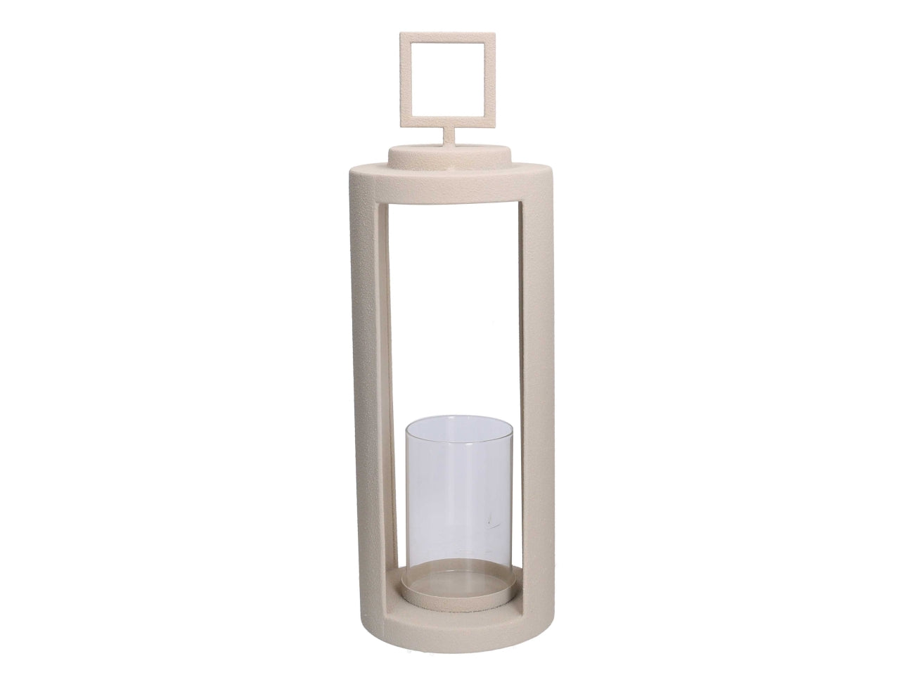 Lanterna tonda in metallo 15xh.45,5cm crema