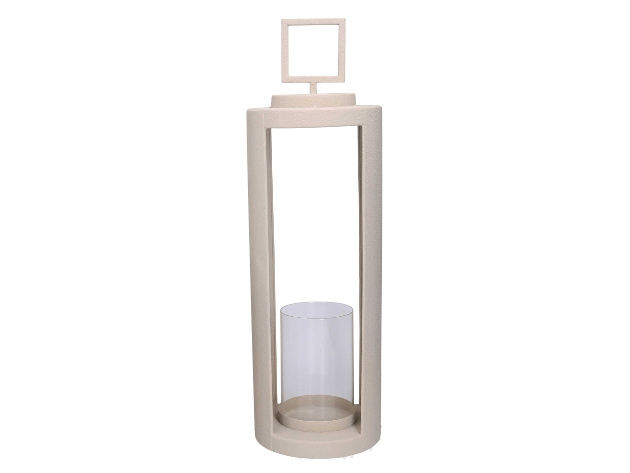 Lanterna tonda in metallo 17xh.55,5cm crema