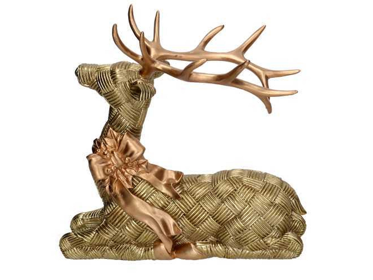 Renna seduta in resina 24,8xh.24,6cm oro